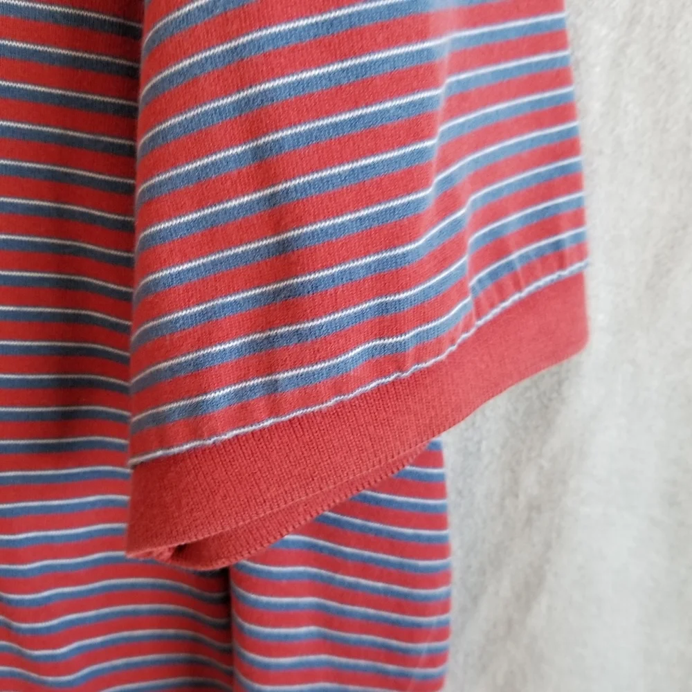 Vintage Ralph Lauren Men's 2XL Polo Shirt‎ Red Blue Stripe Short Sleeve Golf